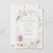 Winter waterverf beer babyshower kaart (Voorkant)