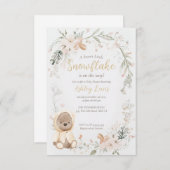 Winter waterverf beer babyshower kaart (Voorkant / Achterkant)