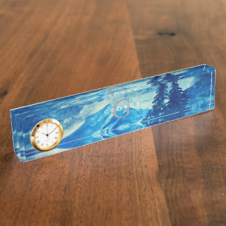 Winter Waterverf Bergen Landschap Monogram Naambordje