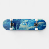 Winter Waterverf Bergen Landschap Monogram Skateboard (Horizontaal)