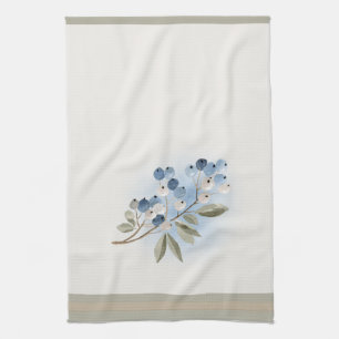 Winter Waterverf Blauwe Bes Botanisch Theedoek