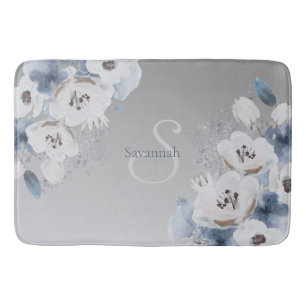 Winter Waterverf Bloemmonogram gepersonaliseerd Badmat
