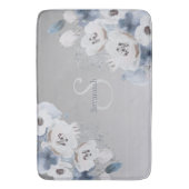 Winter Waterverf Bloemmonogram gepersonaliseerd Badmat (Voorkant Verticaal)