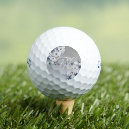 Winter Waterverf Bloemmonogram gepersonaliseerd Golfballen (Insitu Shirt)
