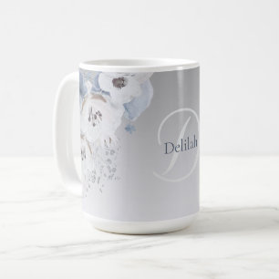 Winter Waterverf Bloemmonogram gepersonaliseerd Koffiemok