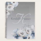 Winter Waterverf Bloemmonogram gepersonaliseerd Planner (Voorkant)