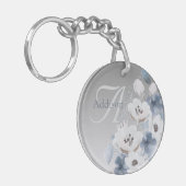 Winter Waterverf Bloemmonogram gepersonaliseerd Sleutelhanger (Voorkant Links)