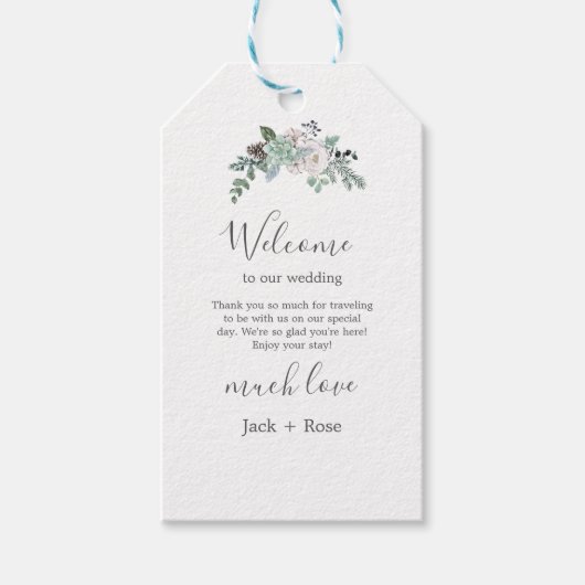 Winter Waterverf bruiloft Cadeaulabel (Voorkant)