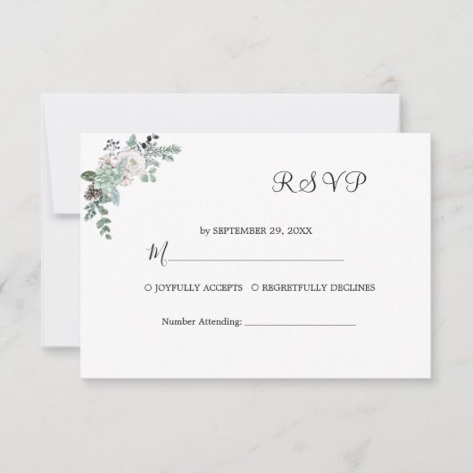 Winter Waterverf bruiloft RSVP Kaartje (Voorkant)