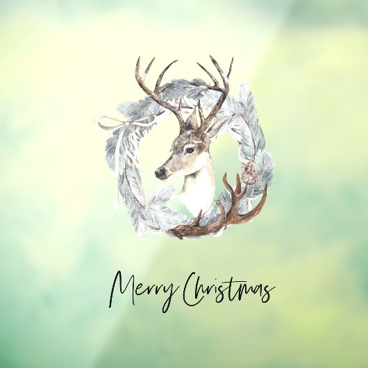 Winter Waterverf Deer Wreater Kerstmis Raamsticker (Vel 3)