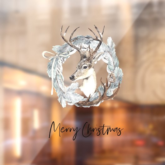 Winter Waterverf Deer Wreater Kerstmis Raamsticker (Vel 2)