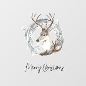 Winter Waterverf Deer Wreater Kerstmis Raamsticker (Vel)