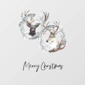 Winter Waterverf Deer Wreater Kerstmis Raamsticker (Vel)