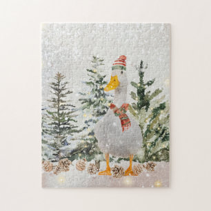 Winter Waterverf Duck Legpuzzel