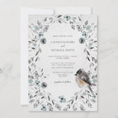 Winter Waterverf Dusty Blue Botanische bruiloft Kaart (Voorkant)