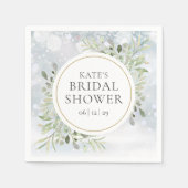 Winter Waterverf Groene Bruiloftsontvangst Servet (Voorkant)