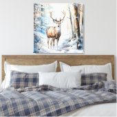 Winter Waterverf Herten Canvas Kunst (Insitu (Slaapkamer))
