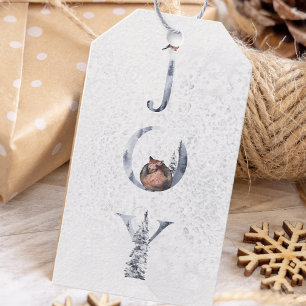 Winter Waterverf Joy Kerstmis Cadeaulabel