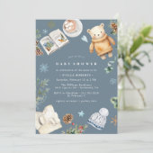 Winter Waterverf Modern Neutraal Blauw Baby shower Kaart (Staand voorkant)
