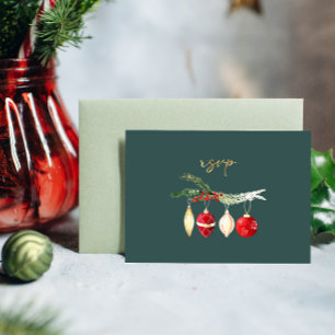 Winter  Waterverf Ornament Wedding RSVP Kaart