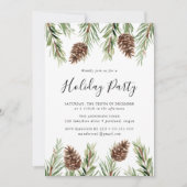 Winter Waterverf Pine Cone Holiday Kaart (Voorkant)