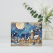  Winter Waterverf Village Briefkaart (Staand voorkant)