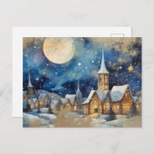  Winter Waterverf Village Briefkaart (Voorkant / Achterkant)