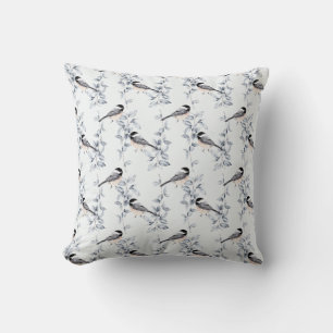 Winter Waterverf Vogels Botanische Patroon Kussen