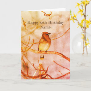 Winter Waxwing Bird Natuur Personalized Birthday Kaart