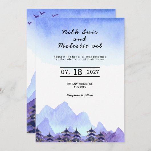 Winter Weddenschap Bomen Editable Party Kaart (Voorkant / Achterkant)