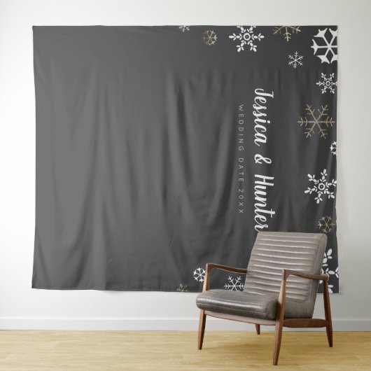 Winter Weddenschap Custom Snowflake Backdrop Wandkleed (In Situ (horizontaal))