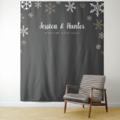 Winter Weddenschap Custom Snowflake Backdrop Wandkleed (In situ)