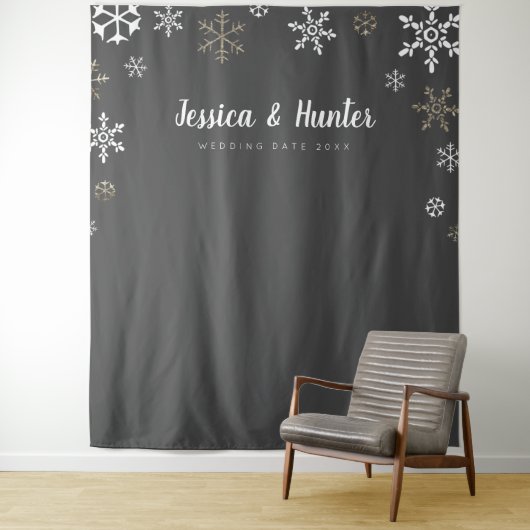 Winter Weddenschap Custom Snowflake Backdrop Wandkleed (In situ)