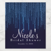 Winter Weddenschap Elegant Blue Sparkle Lights Win Wijn Etiket (Enkel label)