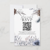 Winter Weddenschap Pine Cone QR Website RSVP Card Kaartje (Voorkant)