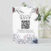 Winter Weddenschap Pine Cone QR Website RSVP Card Kaartje (Staand voorkant)