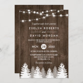 Winter Weddenschap Rustic Wood String Lights Pine  Kaart (Voorkant / Achterkant)