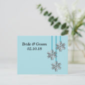 Winter Weddenschap Snowflake Theme Save the Date Aankondigingskaart (Staand voorkant)