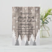 Winter Weddenschap Uitnodiging Hout Bosbouw Rustic (Staand voorkant)