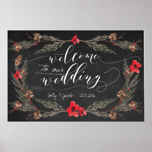 Winter Weddenschap Welkomstbord Poster (Voorkant)