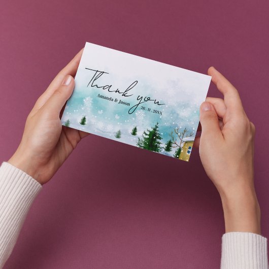 Winter Wedding Bedankt Card met Sneeuwvlokken