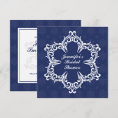 Winter Wedding Bridal Shower Invitation in Navy Kaart (Voorkant / Achterkant)