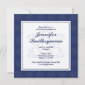 Winter Wedding Bridal Shower Invitation in Navy Kaart (Achterkant)