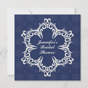 Winter Wedding Bridal Shower Invitation in Navy Kaart