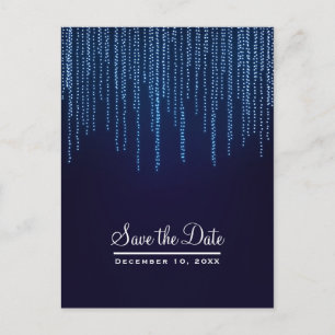 Winter Wedding Elegant Blue Lights Save the Date Aankondigingskaart