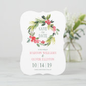 Winter Wedding Floral of Wreath | Datum opslaan Save The Date (Staand voorkant)