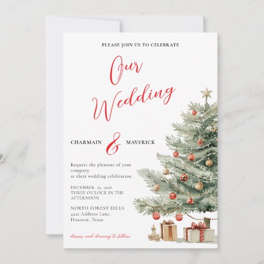 Winter Wedding Holiday Invitation (Devant)