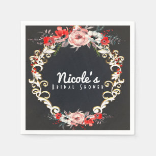 Winter Wedding Holly Berry Floral Elegant Servet