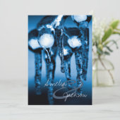 Winter Wedding Icicles Wedding Invitations Kaart (Staand voorkant)