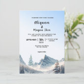 Winter Wedding Invitation Kaart Trees Vector (Staand voorkant)